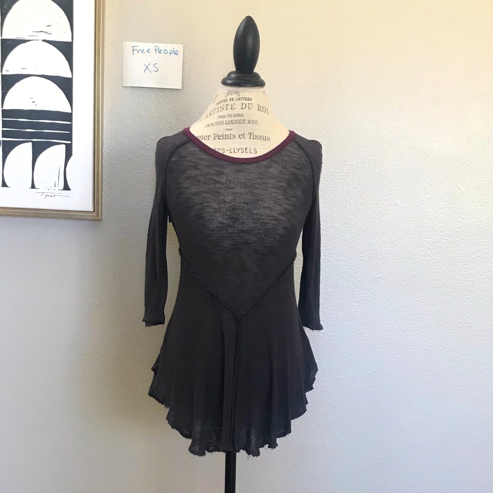 FRee people- Dark gray 3/4 sleeve top
